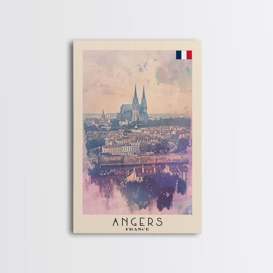 Enchanting Angers Cathedral View, Framed Canvas Print, Ideal for Bedroom Art, Travel Poster, Home Decoration, Boho Wall Art