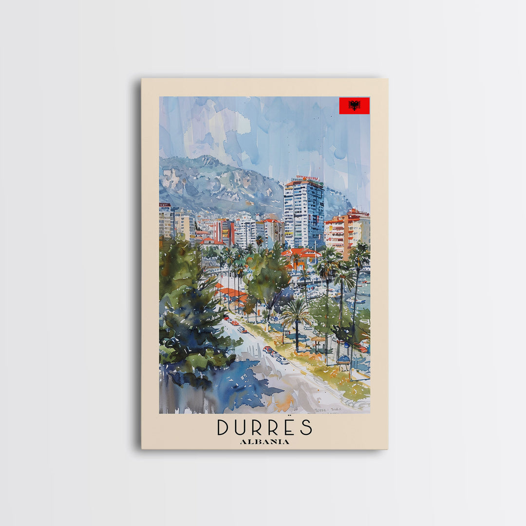 Durres, Albania Coastal Framed Canvas Print. Beautiful Wall Art for Living Room or Bedroom, Charming Travel Poster Art.
