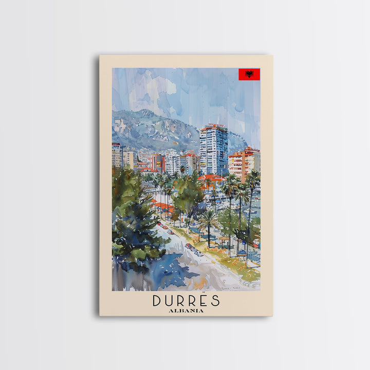 Durres, Albania Coastal Framed Canvas Print. Beautiful Wall Art for Living Room or Bedroom, Charming Travel Poster Art.