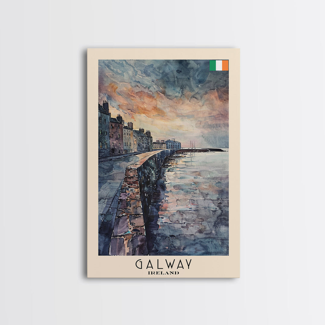 Galway, Ireland Travel Poster Art, Framed Canvas Print for Living Room or Bedroom, Coastal Wall Art, Home Decoration