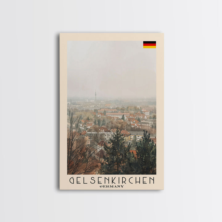 Gelsenkirchen, Germany Travel Poster Art, Framed Canvas Print for Living Room or Bedroom, Urban Wall Art, Home Decoration