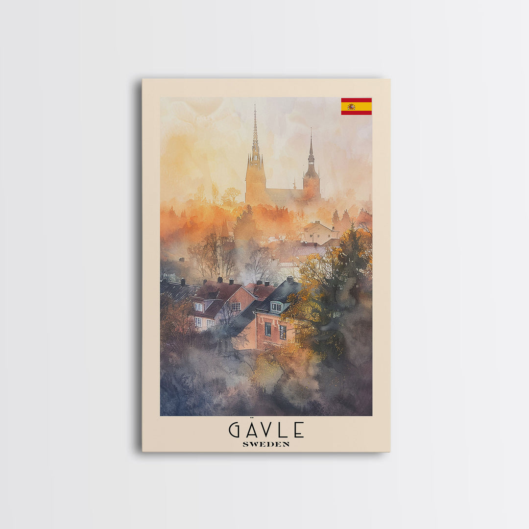 Gävle Sweden Scenic View Art, Framed Canvas Print, Living Room Wall Art, Travel Poster, Home Decor, Swedish Wall Art