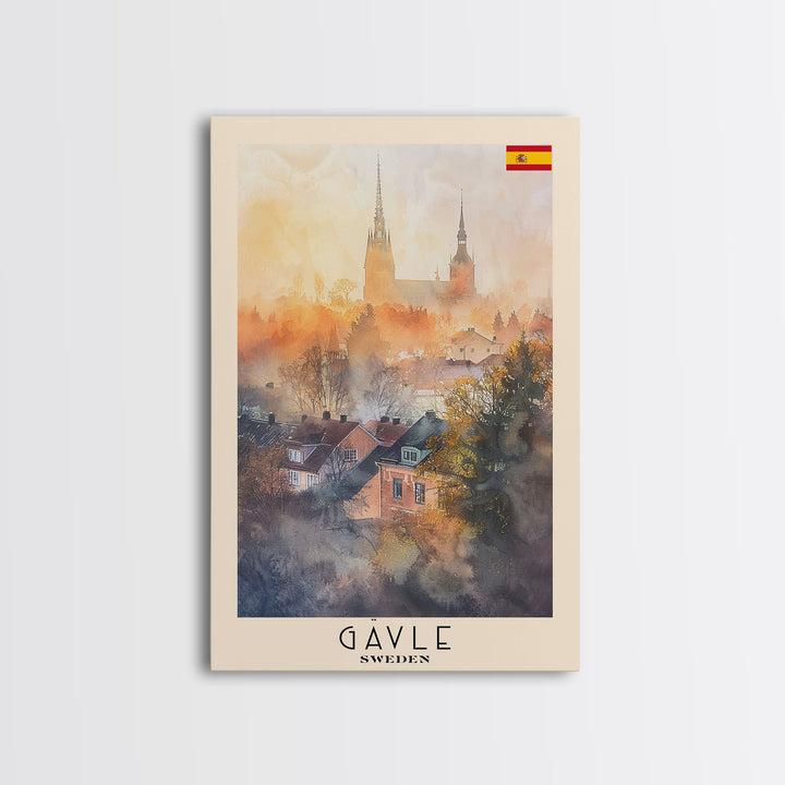 Gävle Sweden Scenic View Art, Framed Canvas Print, Living Room Wall Art, Travel Poster, Home Decor, Swedish Wall Art