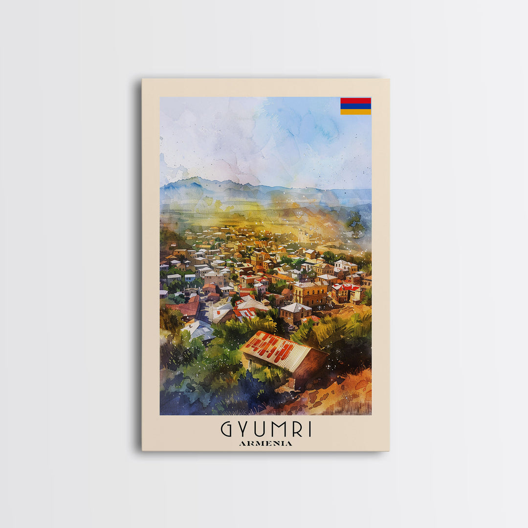 Gyumri Armenia Scenic City View Art, Framed Canvas Print, Living Room Wall Art, Travel Poster, Home Decor, Armenian Wall Art