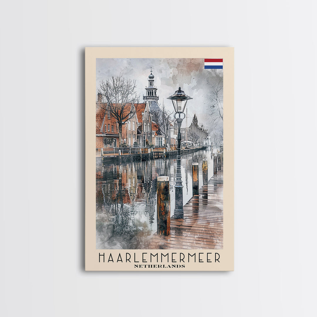 Haarlem Netherlands Historic City Art, Framed Canvas Print, Living Room Wall Art, Travel Poster, Home Decor, Dutch Wall Art