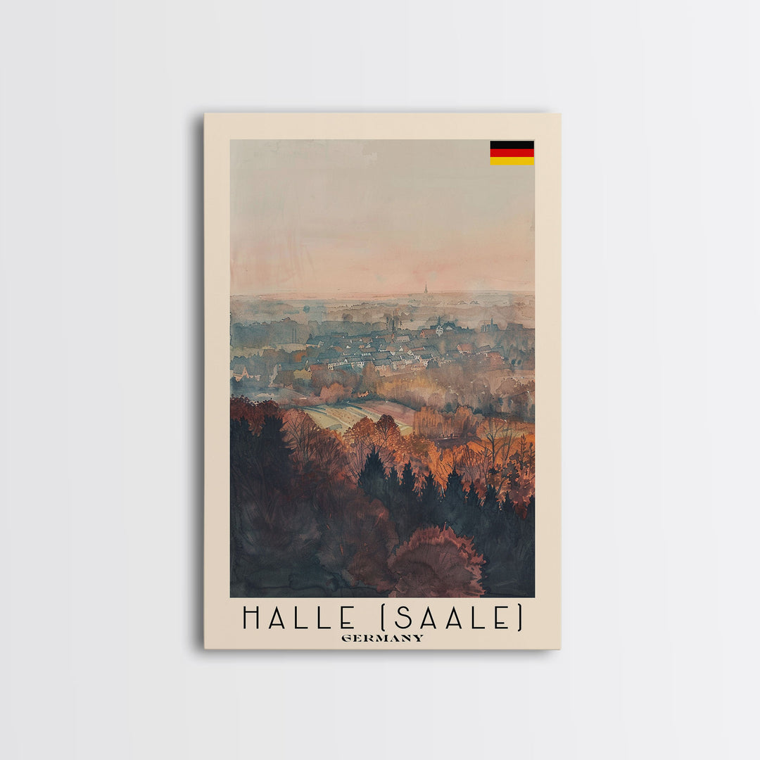 Halle Germany Scenic View Art, Framed Canvas Print, Bedroom Wall Art, Travel Poster Art, Home Decoration, German Wall Art