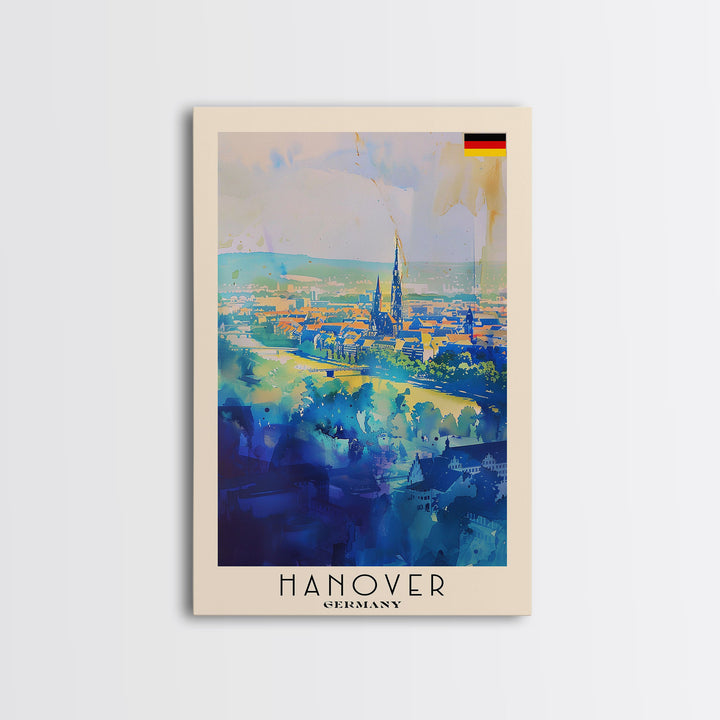 Hanover Germany Cityscape Framed Canvas Print, Wall Art for Living Room Decor, Office Art, Home Decor, Skyline Poster Art, Travel Poster Art
