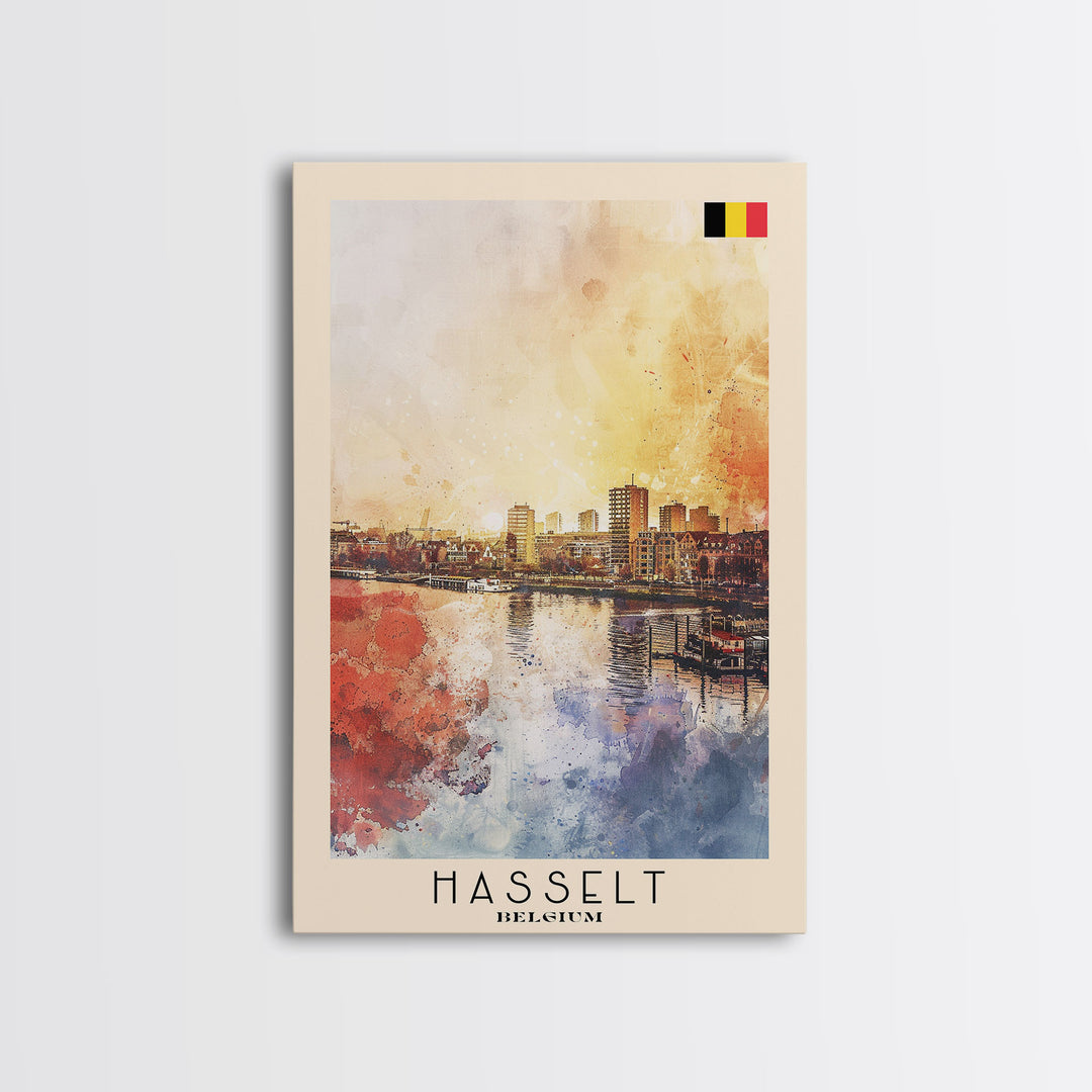 Hasselt Belgium Urban Cityscape Art, Framed Canvas Wall Art, Living Room Decor, Modern Home Decor, City Poster Art Print, Travel Poster Art