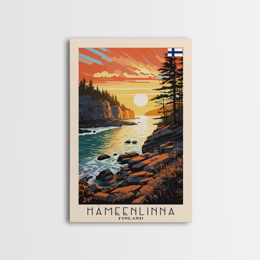 Hämeenlinna Finland Sunset Lake Art, Framed Canvas Wall Art, Home Decor, Living Room Decor, Nature Poster, Scenic Wall Art, Travel Poster Art