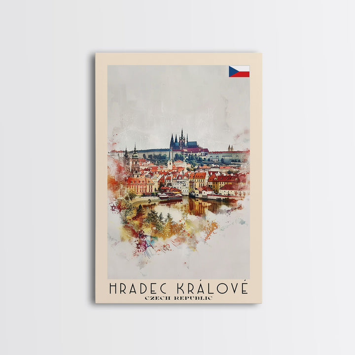 Hradec Krįlové Czech Republic Cityscape Art, Framed Canvas Wall Art, Home Decor, Living Room Decor, Historic Poster, Wall Art, Travel Poster Art