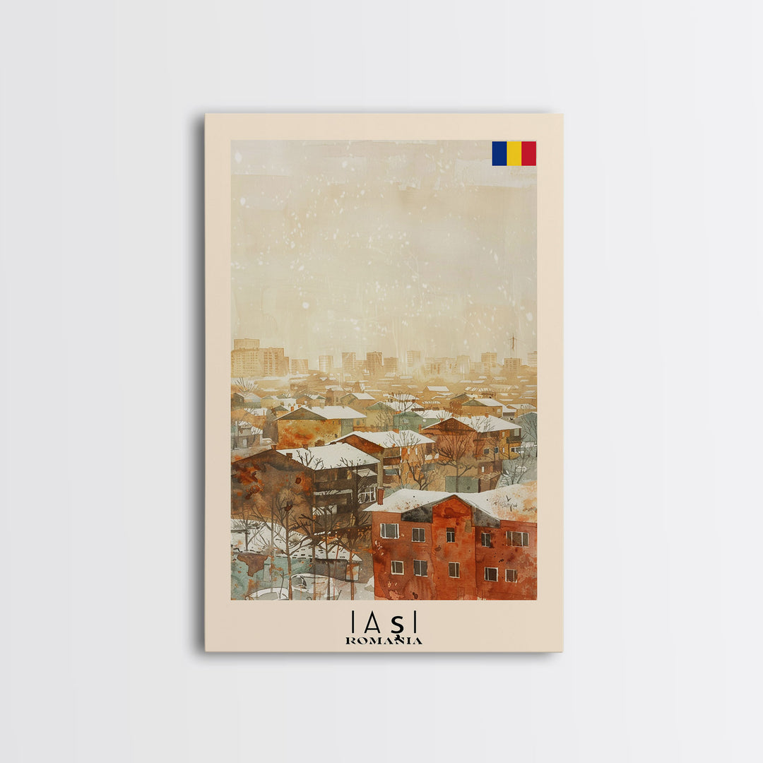 Iasi Romania Winter Scene Art Print, Stunning Canvas Print for Seasonal Home Decor, Travel Poster for Living Room Wall Art, Romanian Cityscape