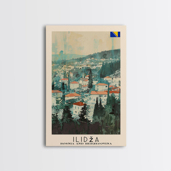 Ilidza Bosnia Scenic Mountain View Art Print, Beautiful Canvas Print for Nature Lovers, Travel Poster for Home Decor, Bosnian Landscape Wall Art