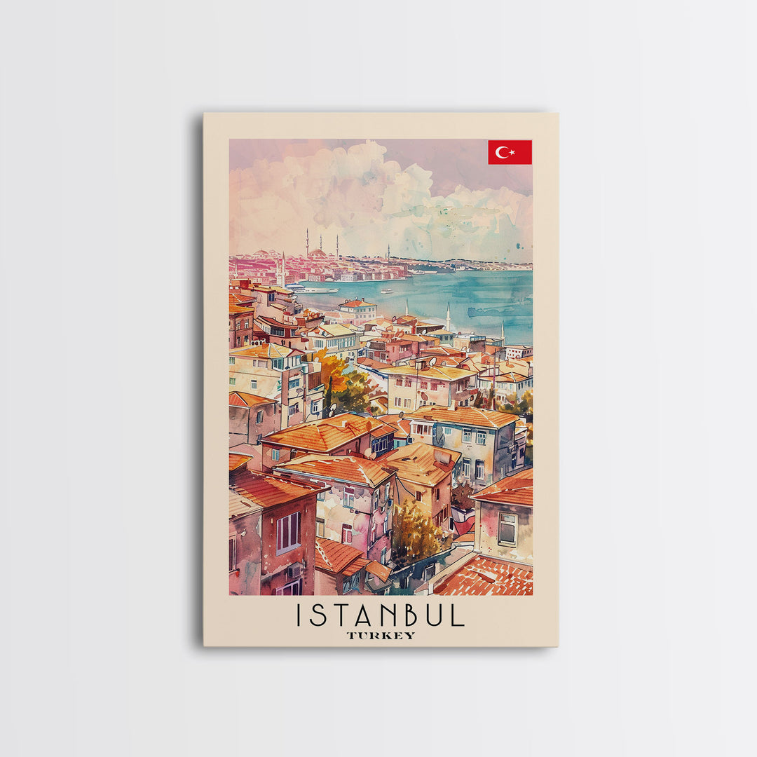 Istanbul Turkey Bosphorus Art Print, Beautiful Canvas Print for Home Decor, Travel Poster for Living Room Wall Art, Turkish Cultural Scene