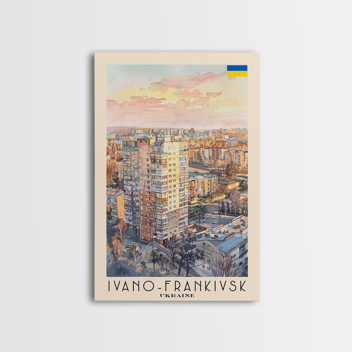 Ivano-Frankivsk Ukraine Cityscape Art Print, Sunset View Canvas Print for Home Decor, Travel Poster for Living Room Wall Art, Ukrainian Scene