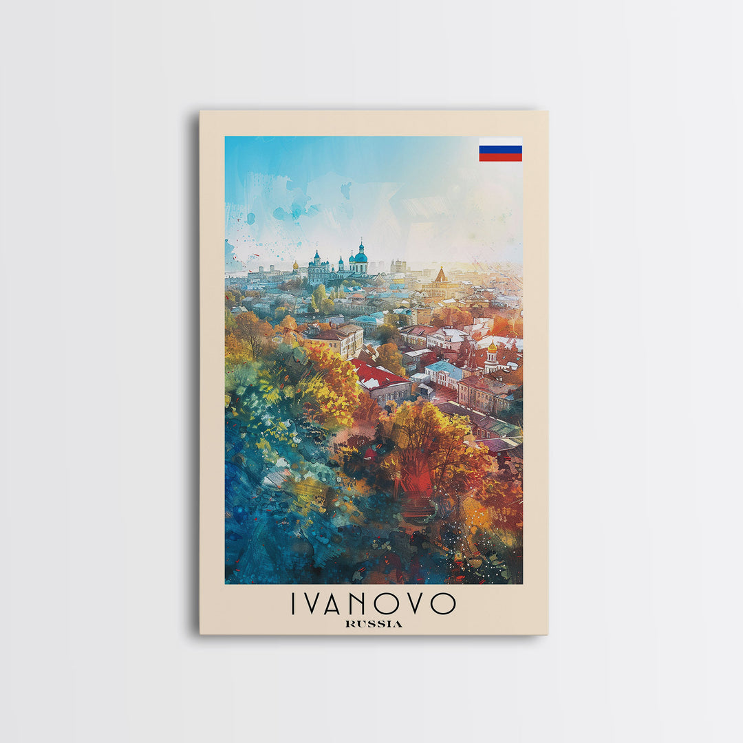 Ivanovo Russia Historic Town Art Print, Vibrant Canvas Print for Home Decor, Travel Poster for Living Room Wall Art, Russian Heritage View