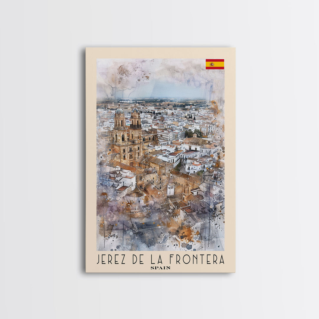 Jerez de la Frontera Spain Vineyard View, Framed Canvas Print, Travel Poster, Rustic Wall Art, Dining Room Decor, Wine Country Art, Home Aesthetic