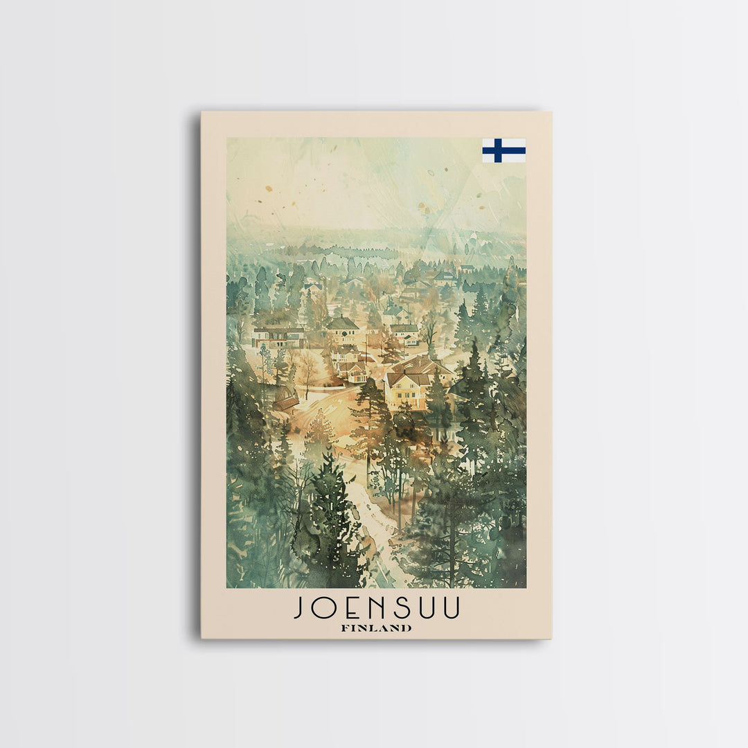 Joensuu Finland River View, Framed Canvas Print, Travel Poster, Scenic Wall Art, Nature Landscape Decor, Living Room Art, Tranquil Home Decoration