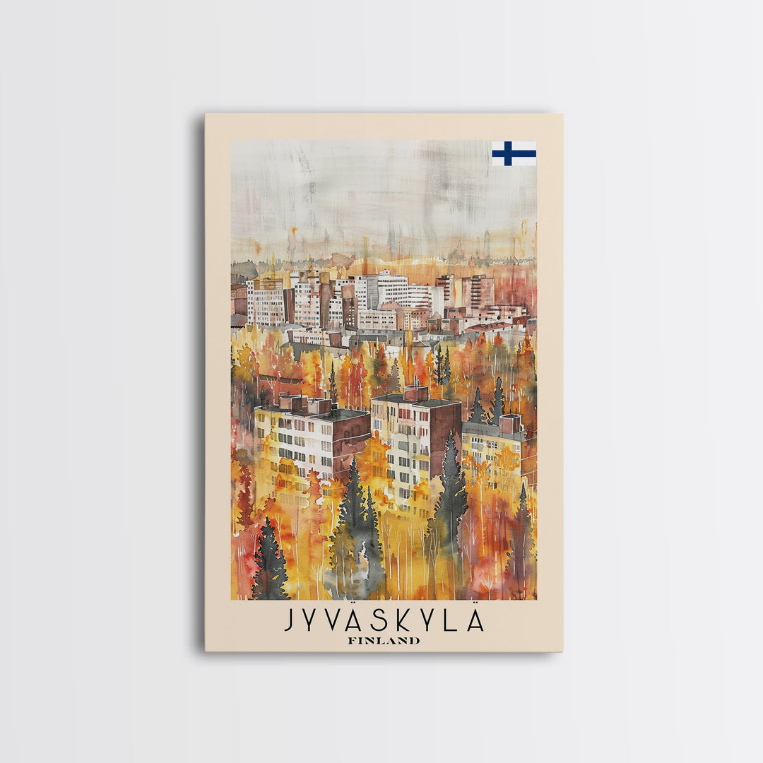 Jyvaskyla Finland Scenic Waterfront, Framed Canvas Print, Travel Poster, Nordic Wall Art, Living Room Decor, Peaceful Landscape, Home Tranquility