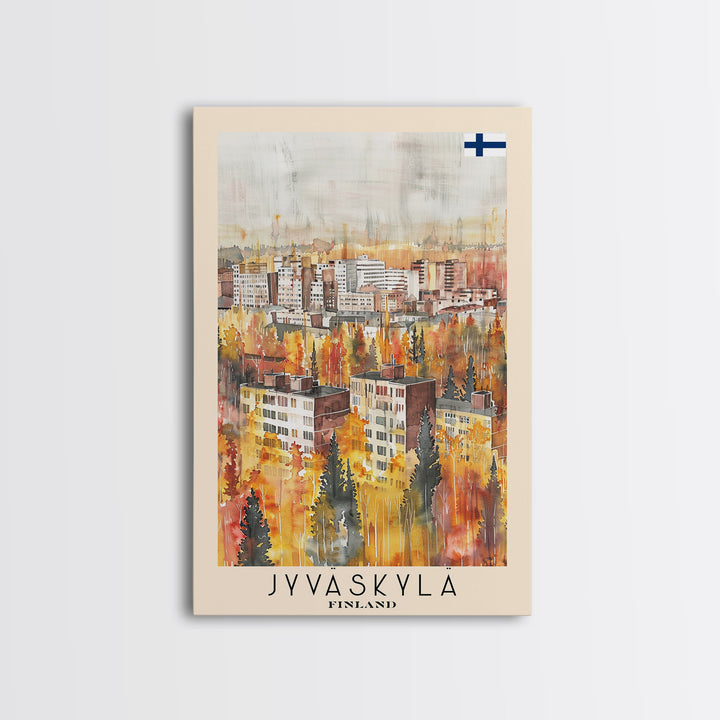 Jyvaskyla Finland Scenic Waterfront, Framed Canvas Print, Travel Poster, Nordic Wall Art, Living Room Decor, Peaceful Landscape, Home Tranquility