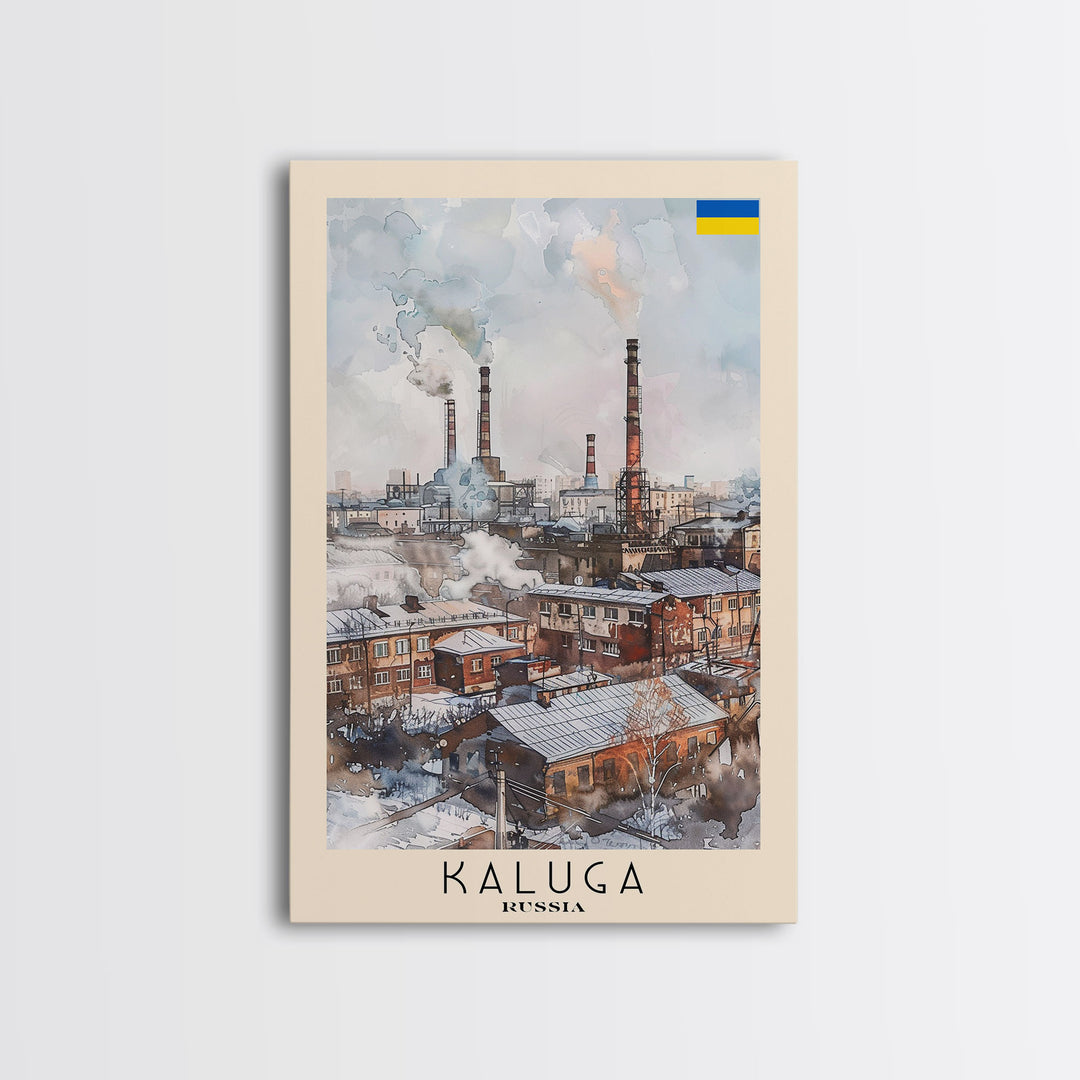Kaluga Russia Cityscape View, Framed Canvas Print, Travel Poster, Wall Art, Urban Decor, Modern Home Decoration, Living Room Art, Russian City