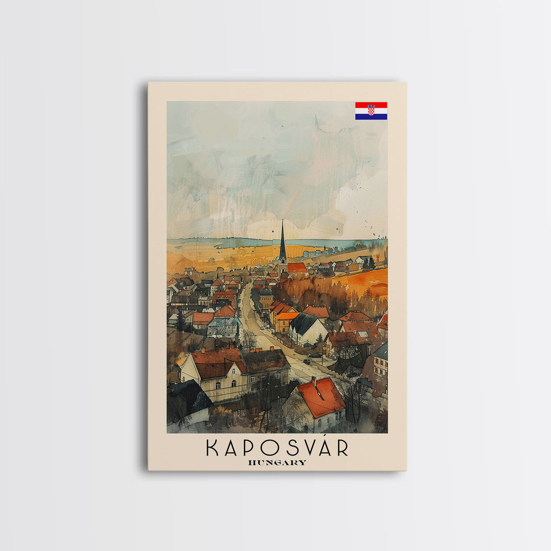 Kaposvar Hungary Urban Landscape, Framed Canvas Print, Travel Poster, Wall Art, Home Decoration, Cityscape Decor, Living Room Art, Hungarian City