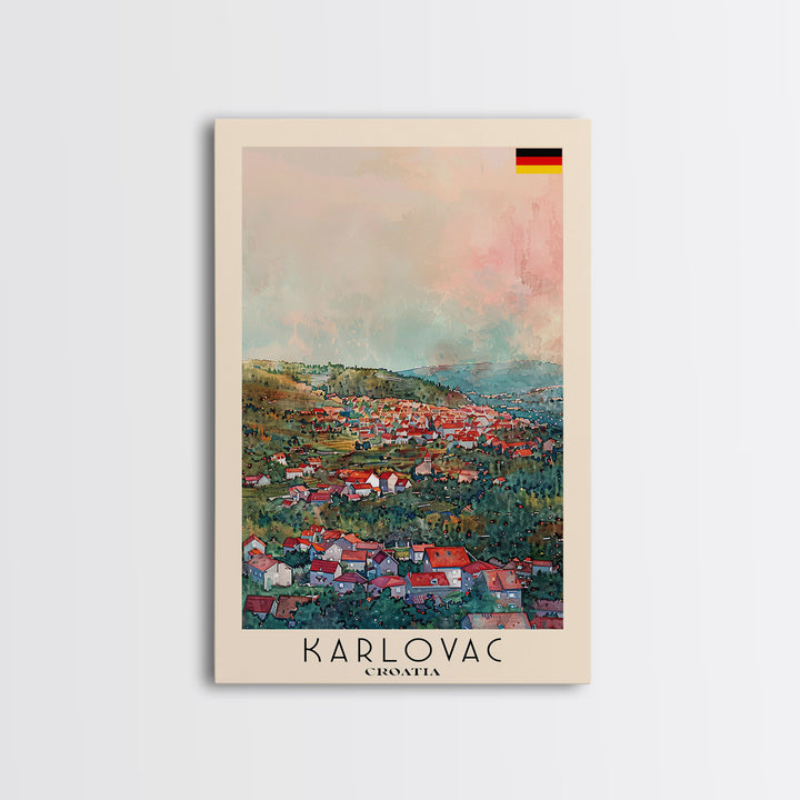 Karlovac Croatia Scenic View, Framed Canvas Print, Travel Poster, Wall Art, Living Room Decor, Cityscape Art, Modern Home Decoration, Croatian City