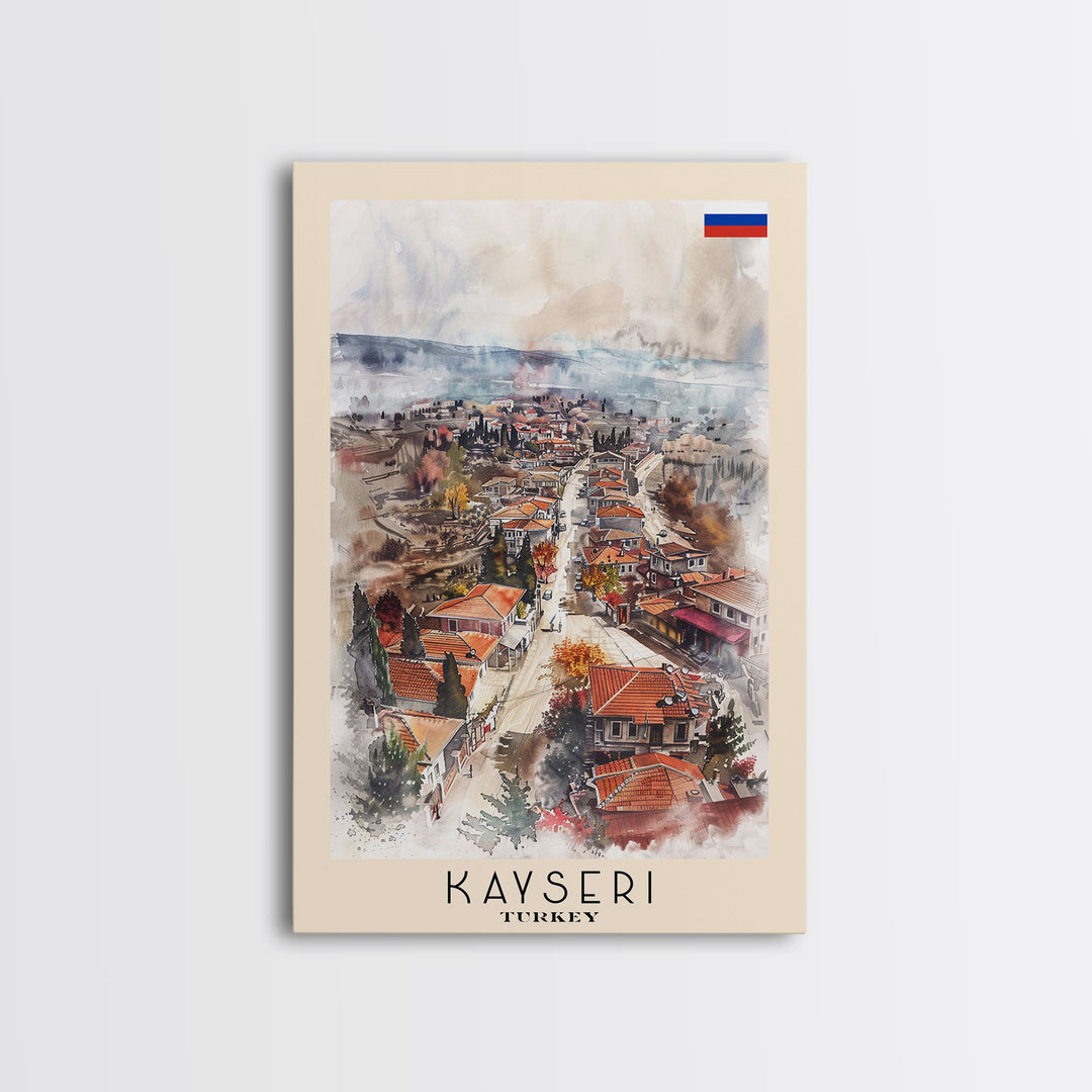 Kayseri Turkey Urban Landscape, Framed Canvas Print, Travel Poster, Wall Art, Home Decoration, Cityscape Decor, Living Room Art, Turkish City