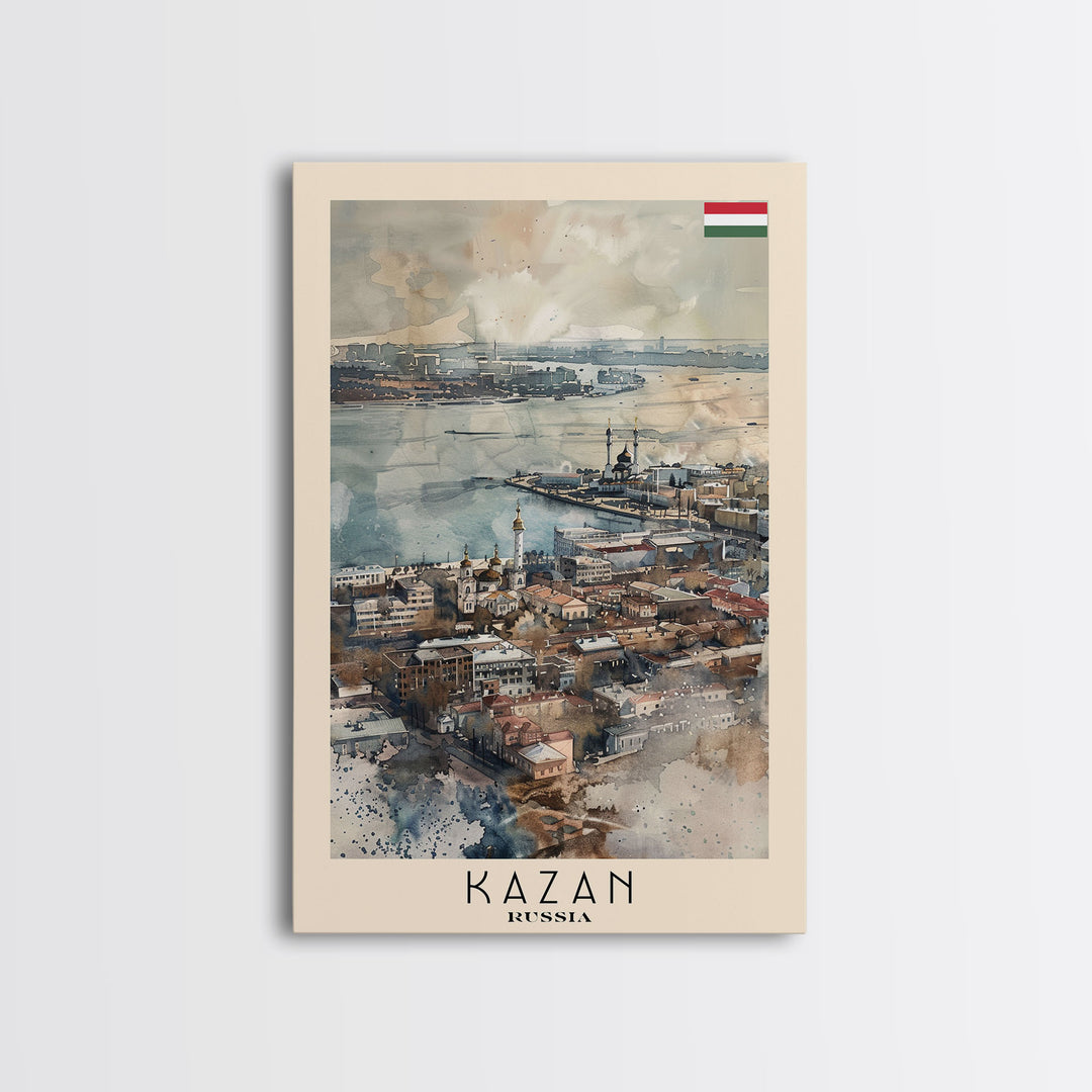 Kazan Russia Scenic View, Framed Canvas Print, Travel Poster, Wall Art, Living Room Decor, Cityscape Art, Modern Home Decoration, Russian City