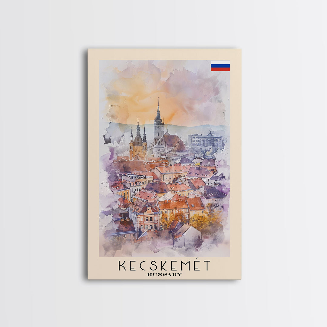 Kecskemet Hungary Urban Landscape, Framed Canvas Print, Travel Poster, Wall Art, Home Decoration, Cityscape Decor, Living Room Art, Hungarian City