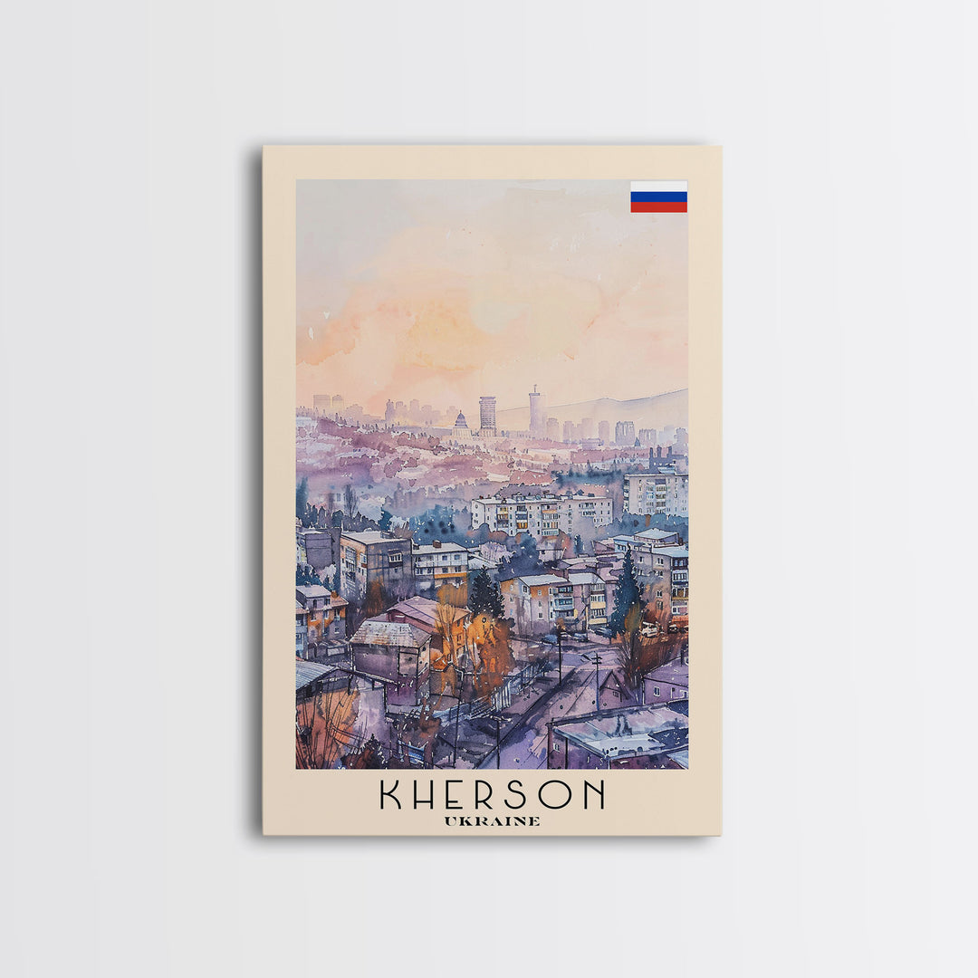 Kherson Ukraine Port View, Framed Canvas Print, Travel Poster, Wall Art, Home Decor, Living Room Decoration, Ukrainian Cityscape Art