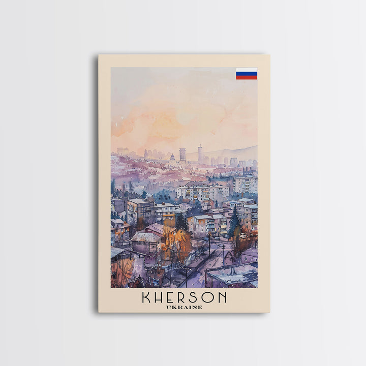 Kherson Ukraine Port View, Framed Canvas Print, Travel Poster, Wall Art, Home Decor, Living Room Decoration, Ukrainian Cityscape Art