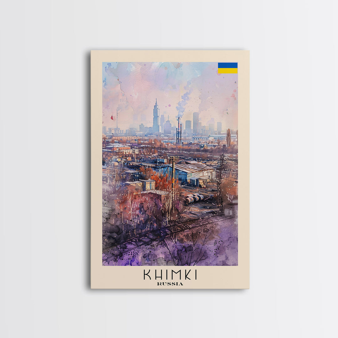 Khimki Russia Scenic Landscape, Framed Canvas Print, Travel Poster, Wall Art, Home Decor, Living Room Decoration, Russian City Art