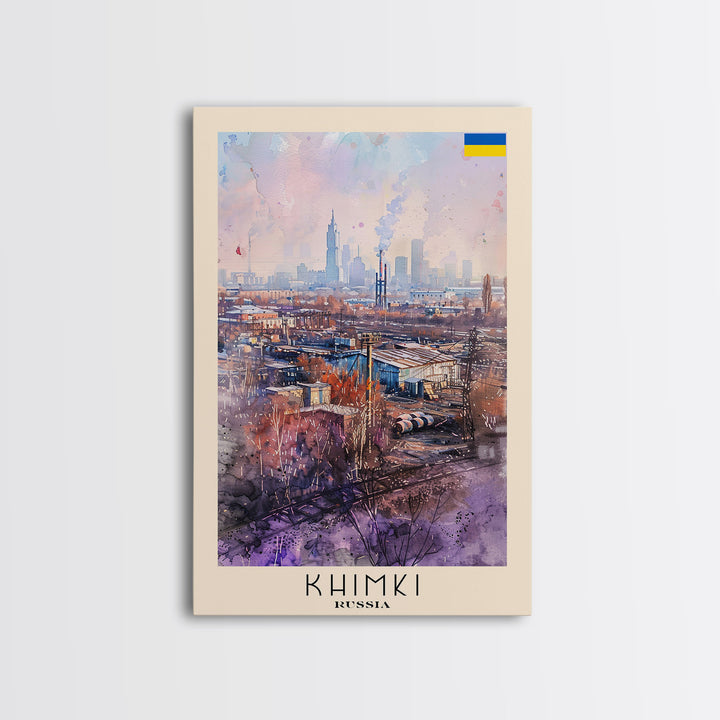 Khimki Russia Scenic Landscape, Framed Canvas Print, Travel Poster, Wall Art, Home Decor, Living Room Decoration, Russian City Art