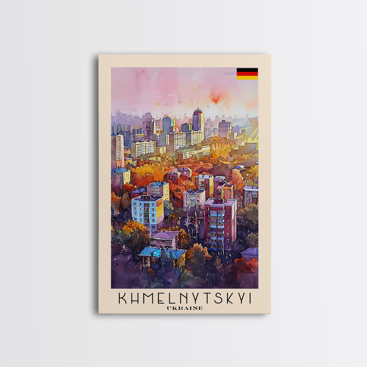 Khmelnytskyi Ukraine Cityscape, Framed Canvas Print, Travel Poster, Wall Art, Home Decor, Living Room Decoration, Ukrainian Urban Art
