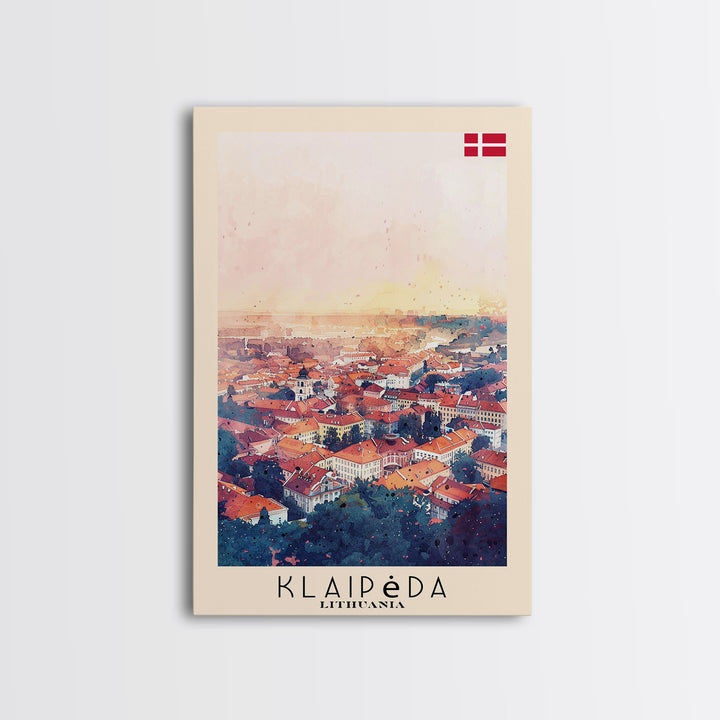 Klaipeda Lithuania Port City View, Framed Canvas Print, Travel Poster, Wall Art, Bedroom Decoration, Coastal Urban Scene, Nautical Artwork