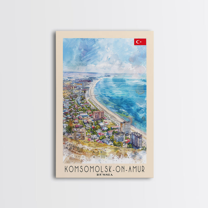 Komsomolsk-on-Amur Russia Industrial Cityscape, Framed Canvas Print, Travel Poster, Wall Art, Study Room Decor, Russian Urban Artwork, Industrial Scene