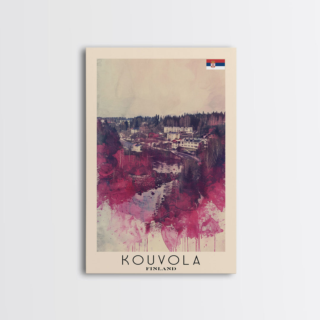 Kouvola Finland Scenic Winter View, Framed Canvas Print, Travel Poster, Wall Art, Bathroom Decor, Finnish Urban Landscape, Scenic Winter Painting