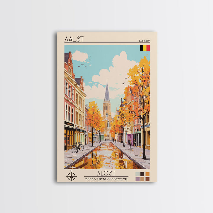 Aarhus Denmark Travel Poster Framed Canvas Print, Midcentury Modern Art, Pop Art Decor, Scenic View Wall Art, Vacation Gift, Home Decoration, Living Room Print