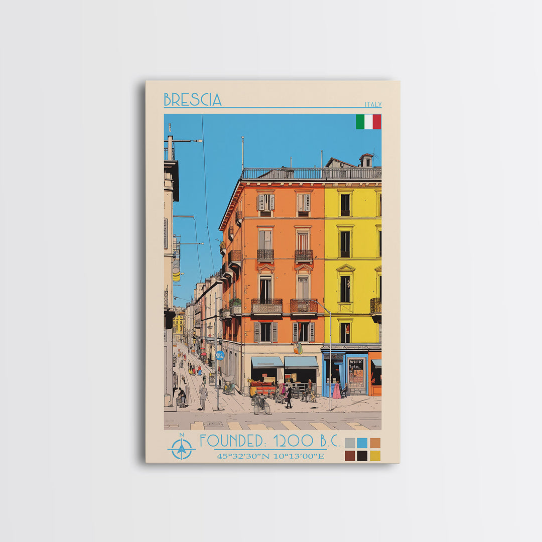 Brescia Italy Travel Poster Framed Canvas Print, Vintage Style, Pop Art Home Decor, Scenic Wall Art, Living Room Decoration, Artistic Gift