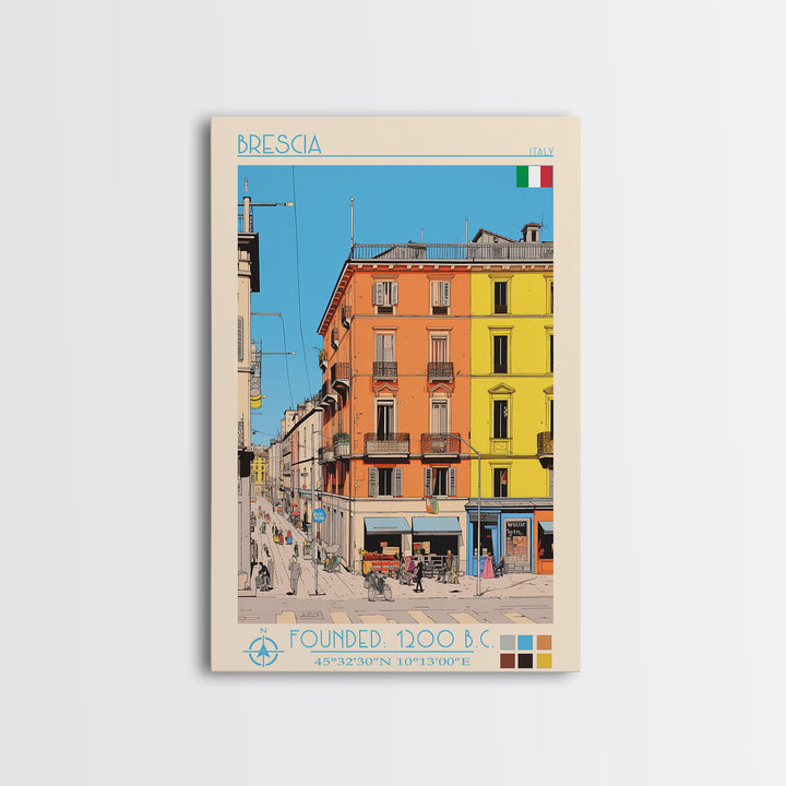 Brescia Italy Travel Poster Framed Canvas Print, Vintage Style, Pop Art Home Decor, Scenic Wall Art, Living Room Decoration, Artistic Gift