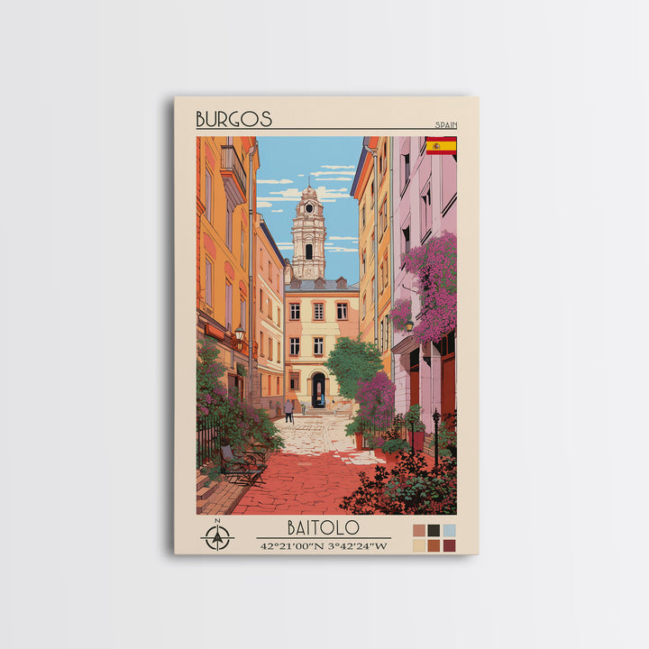 Burgos Spain Travel Poster Framed Canvas Print, Vintage Style, Pop Art Home Decor, Scenic Wall Art, Living Room Decoration, Artistic Gift