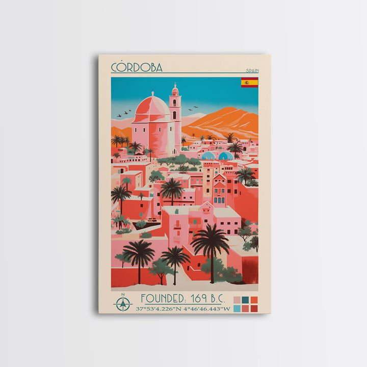 Cordoba Spain Travel Poster Framed Canvas Print, Vintage Style, Pop Art Home Decor, Scenic Wall Art, Living Room Decoration, Artistic Gift