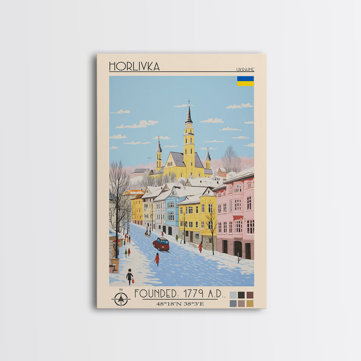 Horlivka Ukraine Travel Poster Framed Canvas Print, Vintage Style, Pop Art Home Decor, Scenic Wall Art, Bedroom Decoration, Office Gift
