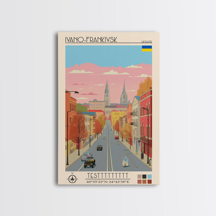Ivano-Frankivsk Ukraine Travel Poster Framed Canvas Print, Vintage Style, Pop Art Home Decor, Scenic Wall Art, Bedroom Decoration, Office Gift