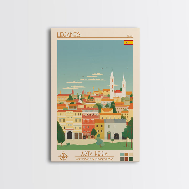 Leganés Spain Travel Poster Framed Canvas Print, Vintage Style, Pop Art Home Decor, Scenic Wall Art, Bedroom Decoration, Office Gift