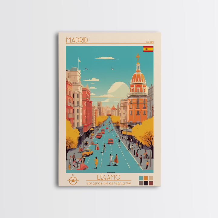 Madrid Spain Travel Poster Framed Canvas Print, Vintage Style, Pop Art Home Decor, Scenic Wall Art, Bedroom Decoration, Office Gift