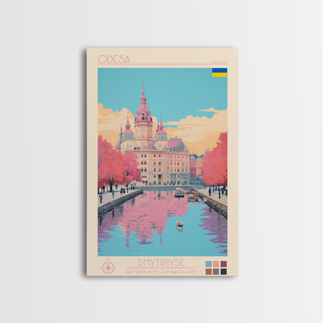 Odesa Ukraine Travel Poster Framed Canvas Print, Midcentury Modern Art, Pop Art Wall Decor, Home Decor, Vacation Gift, Bedroom Art