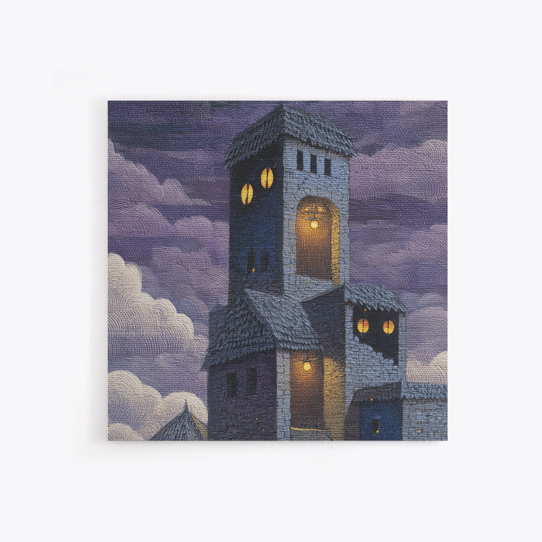 Armored Knight Facing a Glowing Portal Framed Canvas Print, Fantasy Art, Fine Art Print, Living Room Decor, Oil Painting, FAN-1x1-79