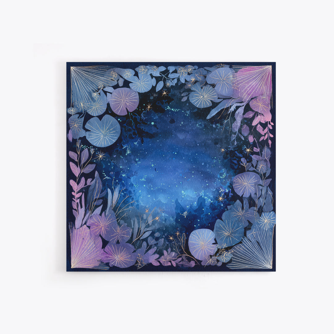 Mermaid Lagoon with Bioluminescent Water Framed Canvas Print, Fantasy Art, Digital Art, Living Room Decor, Fine Art, Mythic, FAN-1x1-8