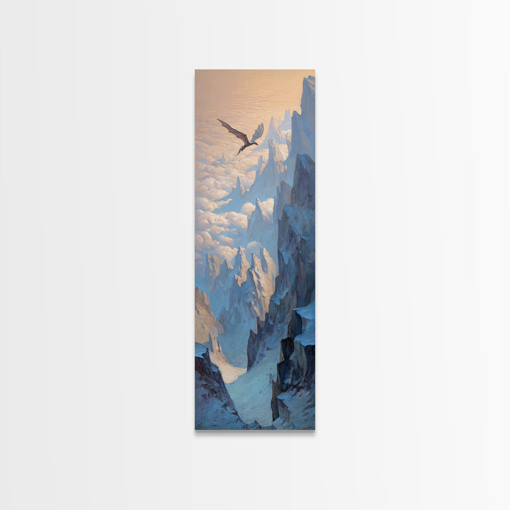 Griffin Perched on a Castle Wall Canvas Print, Fantasy Art, Final Fantasy Art, Living Room Decor, Mythic, Statement Artwork, FAN-1x3-22